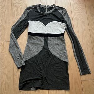 Torn by Ronny Kobo Gray and Black Long Sleeve Dress